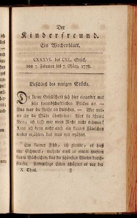 CXXXVI. bis CXL. Stück, vom 7. Februar bis 7. März, 1778