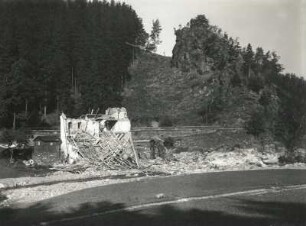 Unwetterkatastrophe im Osterzgebirge am 8./9. Juli 1927. Oberes Gottleubatal (Oelsengrund). Ruine der Köhlermühle