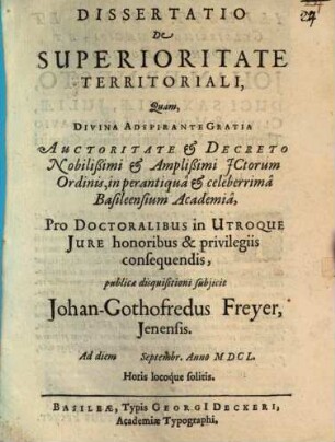Diss. de superioritate territoriali