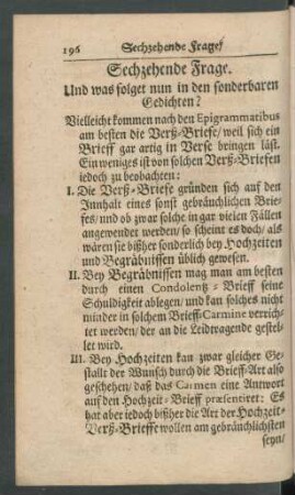Sechzehende Frage. Und was folget nun in den sonderbaren Gedichten?
