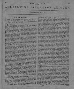 Grillparzer, F.: Die Ahnfrau. Ein Trauerspiel in fünf Aufzügen. Wien: Wallishausser 1817
