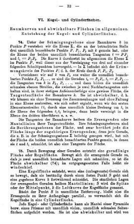 VI. Kegel- und Cylinderflächen.