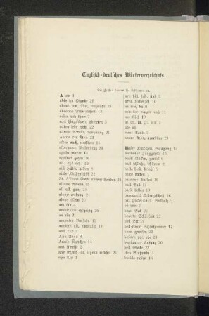 Englisch-deutsches Wörterverzeichnis.
