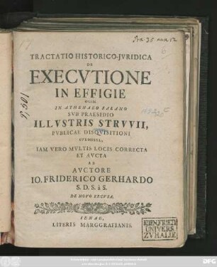 Tractatio Historico-Jvridica De Execvtione In Effigie