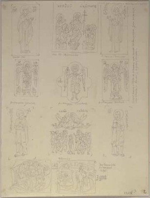 Abbildungen vom Deckel eines Evangeliars, welches sich in der Bibliothek zu Siena befinde und von griechischer Arbeit sei
