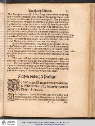 Sechste und letzte Predigt