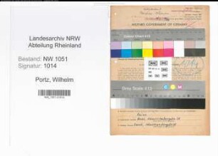 Entnazifizierung Wilhelm Portz , geb. 04.12.1899 (Arbeiter)