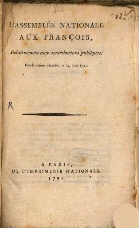 L' assemblée nationale aux François : le 24 juin 1791