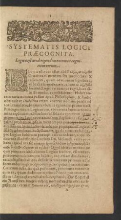 Systematis Logici Praecognita.