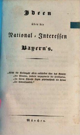Ideen über die National-Interessen Bayerns