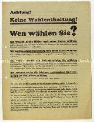 Aufruf der Zentrumspartei zur preußischen Landtagswahl 1932