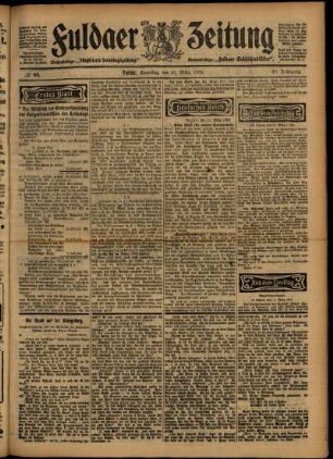 Erste Ausgabe vom Samstag, den 21. März 1903.
