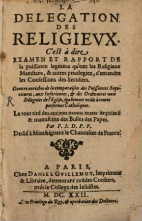 La delegation des Religieux