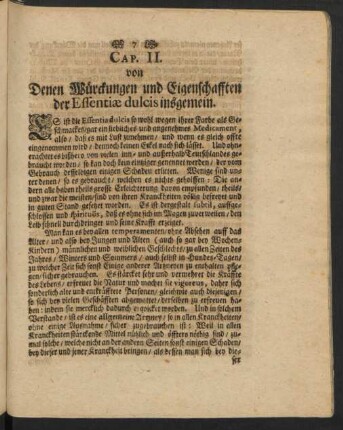 Cap. II. von Denen Würkungen und Eigenschafften der Essentiae dulcis insgemein.
