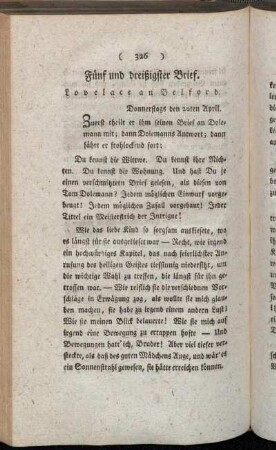 Fünf und dreißigster Brief. Lovelace an Belford. - Neun und dreißigster Brief. (Fortsetzung.)