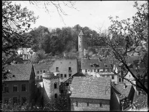 Weinheim Blick vom Schlossberg auf Hexenturm und Blauen Hut