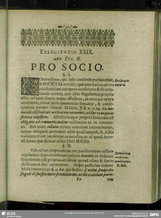 Exercitatio XXIX. Ad Tit. II. Pro Socio