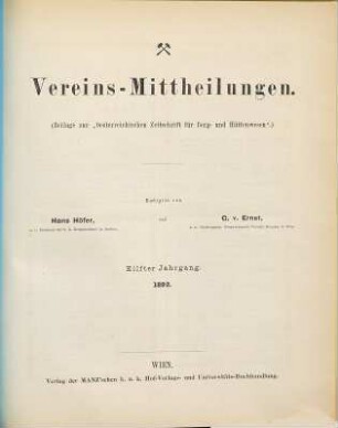 Oesterreichische Zeitschrift für Berg- und Hüttenwesen. Vereins-Mittheilungen. 11. 1892