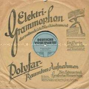 Platte der DVP mit einer Rede von Ernst Scholz und Musik