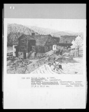 Die alte Schneidemühle (Brettsäge, unterhalb des Schmiedeberger Passes; Hermsdorf, Kreis Landeshut)