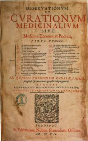 Observationum et curationum medicinalium sive medicinae theoricae et practicae libri XXVIII.