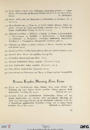 Bronze, Kupfer, Messing, Zinn, Eisen (Nr. 329-431)