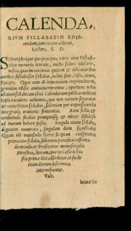 Calendarium Syllabatim Ediscendum, iam recens aeditum ...
