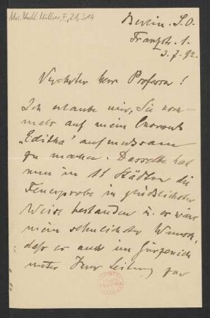 Brief an Franz Wüllner : 03.07.1892