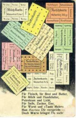 Postkarte zur Lebensmittelversorgung im 1.Weltkrieg