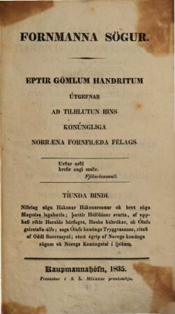 Fornmanna soegur : eptir goemlum handritum, 10. 1835