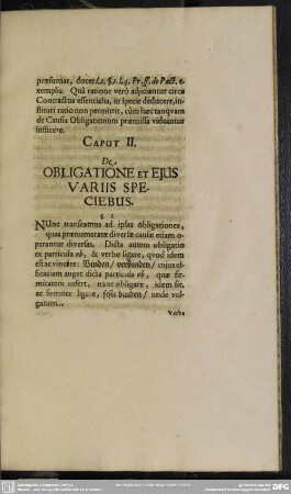 Caput II. De Obligatione Et Ejus Variis Speciebus