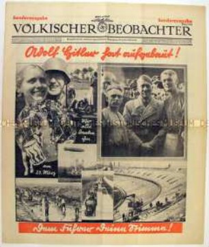 Sonderausgabe der Tageszeitung der NSDAP "Völkischer Beobachter" zur Volksabstimmung über die Politik der Hitler-Regierung am 29. März 1936