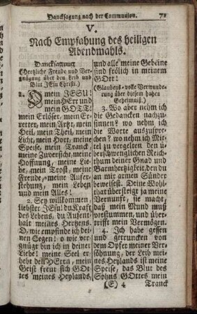V. Nach Empfang des Heiligen Abendmahls.