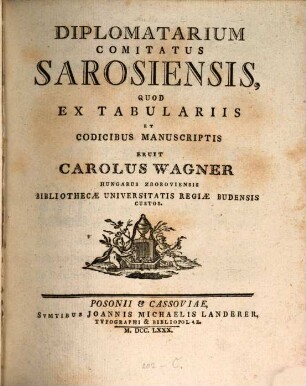 Diplomatarium Comitatus Sarosiensis