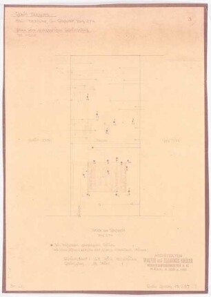Garten Kurt Rasehorn, Kleinmachnow: Lageplan Plan zum notwenigen Baumschlag 1:200 (Zeichnung der Architekten)