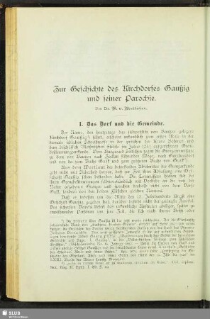 Zur Geschichte des Kirchdorfes Gaußig und seiner Parochie
