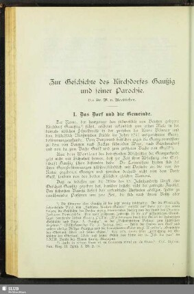 Zur Geschichte des Kirchdorfes Gaußig und seiner Parochie
