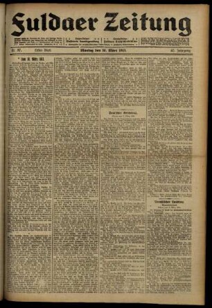 Erste Ausgabe vom Montag, den 10. März 1913.
