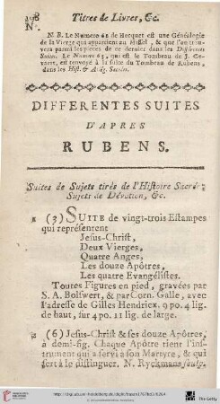 Différentes suites d’après Rubens