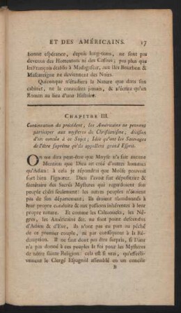 Chapitre III. Continuation du précédent; les Américains ne peuvent participer aux mysteres du Christianisme; ...