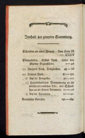 Innhalt der zweyten Sammlung