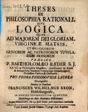 Theses ex philosophia rationali, sive logica
