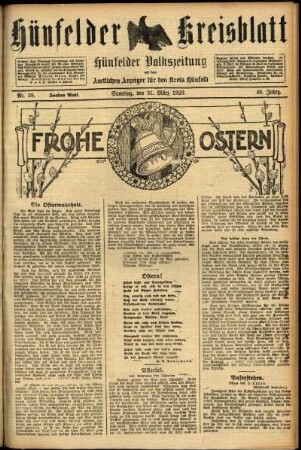 Zweite Ausgabe vom Samstag, den 31. März 1923.