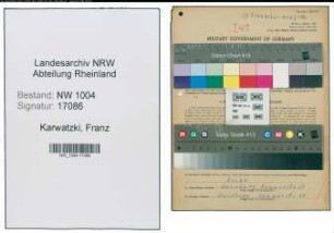 Entnazifizierung Franz Karwatzki , geb. 09.09.1903 (Rangierer)