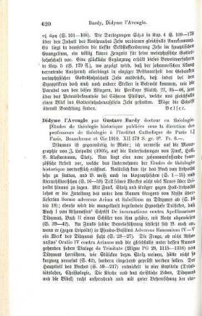 620-621 [Rezension] Bardy, Gustave, Didyme l'aveugle
