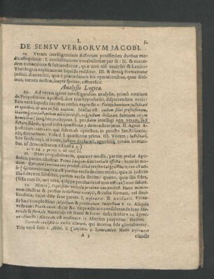 I. De Sensu Verborum Jacobi.