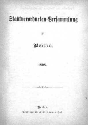 1898: Stadtverordnetenversammlung der Stadt Berlin