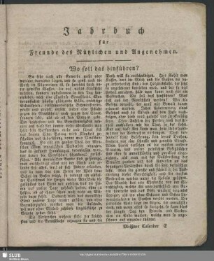 Jahrbuch für Freunde des Nützlichen und Angenehmen