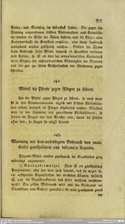 243. Warnung vor dem unbedingten Gebrauch von mancherlei gewöhnlichen und bekannten Arzneien