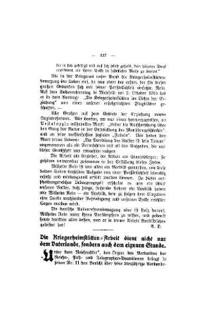 Die Kriegerheimstätten-Arbeit dient nicht nur dem Vaterlande, sondern auch dem eigenen Stande
